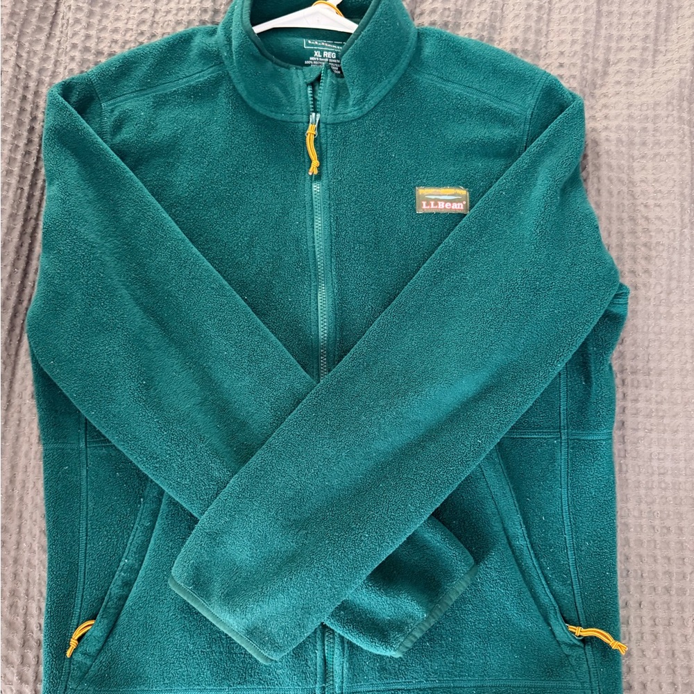 L.L. Bean Teal Green Full-Zip Fleece Pullover